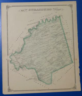 Orig 1875 Hand - Colored Map Of Strasburg Township,  Lancaster County,  Pa,  Ownrs,  Acres
