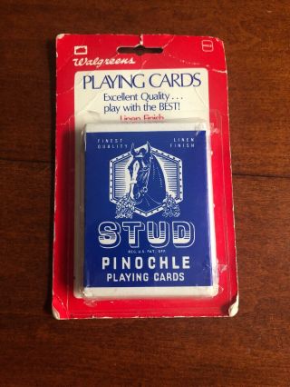 Vintage Stud Pinochle Playing Cards Blue Distributed By Walgreen Co Linen Finish