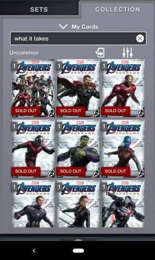 Topps Marvel Collect Complete Set Avengers: Endgame 
