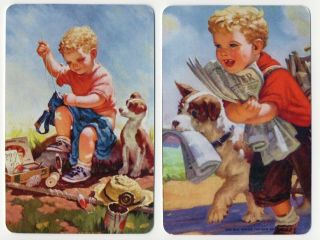 Playing Cards Swap Cards Boy And Dogs Blank Back,