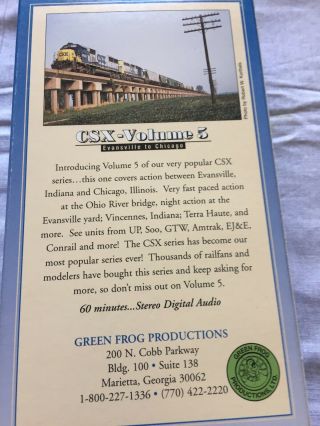 CSX - Volume 5 Evensville To Chicago VHS Tape By Green Frog Production 2