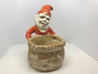 Very Old Vintage Santa Elf Planter Candy Dish Made In Japan On Butt