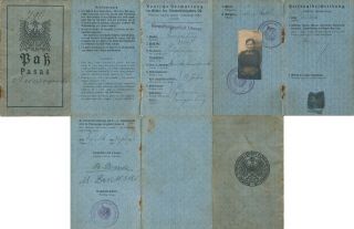 Lithuania,  German Occupation 1916,  Rare Passport For Jewish (?) Citizen.  B2