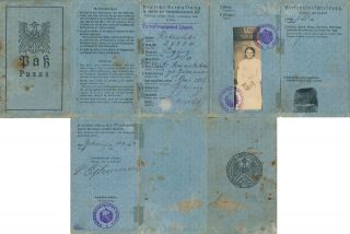 Lithuania,  German Occupation 1917,  Rare Passport For Jewish (?) Citizen.  B1