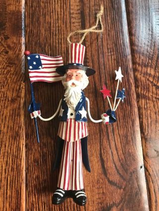 Metal Uncle Sam Ornament With Swinging Legs