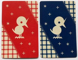 Vintage Swap/playing Cards - Sweet Little Birds - Red & Navy Blue