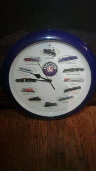 Lionel Train Blue Electronic Train Whistle Battery Operated Wall Clock Euc