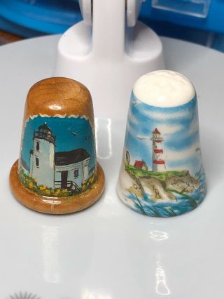 Thimbles 2 Wood Porcelain Lighthouse