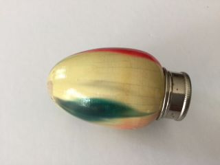 Antique German Thimble Holder - Egg Shape Marble Enamel Guilloche Case
