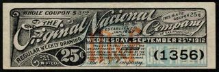 San Francisco 1912 Drawing Lottery Ticket Nacional Company (established 1887)