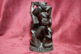 African Hand Carved Wooden Sculpture Tree Of Life Makonde Ujamma Black Wood