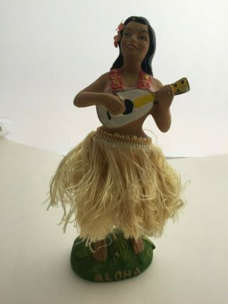 Vintage 1950s Hawaiian Hula Girl Bobbing Nodder Made In Japan Dashboard Tiki