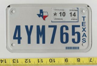 2014 Texas Motorcycle License Plate 4ym765