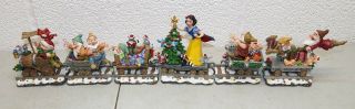 Rare Vtg Danbury Disney Snow White & 7 Dwarfs Figurines Christmas Train