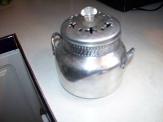Cute Vintage Aluminum Container W Cut Outs W Lid For The Stove,  Grease Holder