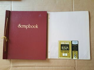 Vintage Red Scrapbook Album With Pages Photos Trading Cards Ticket Mementos
