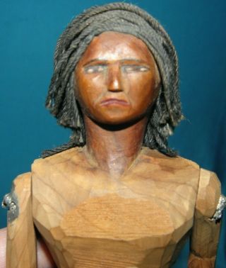 8 " Vintage Hand Carved American Indian Wood Doll