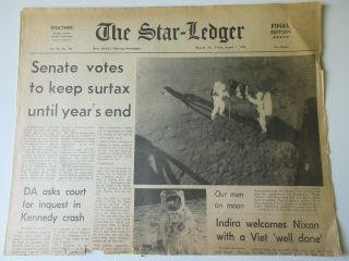 Men On Moon August 1,  1969 Newspaper Newark Star - Ledger