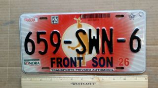 License Plate,  Mexico,  Front Sonora,  Graphics (man Stooping),  659 - Swn - 6