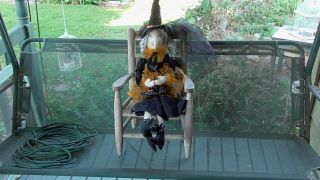 Good Luck Kitchen Witch On Broom Doll Delton Halloween Large