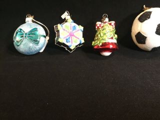 Group 4 Neiman Marcus Blown Glass Christmas Ornaments Dated