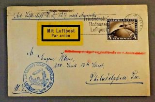 Lz 127 Graf Zeppelin 4rm Posted Cover Friedrichshafen Ny 1929 Interrupted Flight