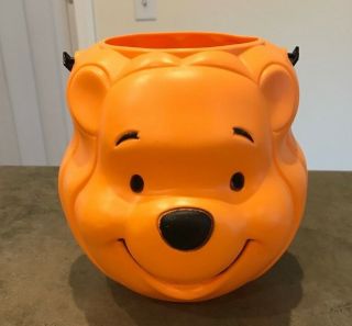Vintage Disney Winnie The Pooh Halloween Orange Pail Bucket Candy