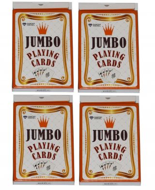4 Large Deck Of Jumbo Family Fun Playing Cards Game Blackjack Poker 3.  5 " X 5 "
