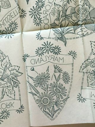Vintage Alice Brooks 50 State Flowers Hot Iron Transfers Embroidery Quilt