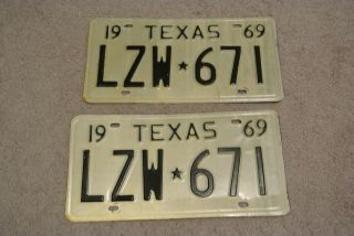 1969 Texas License Plates Pair