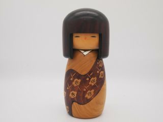 8inch Japanese Vintage Sousaku Wooden Kokeshi Doll Signed / Cute Kimono Girl