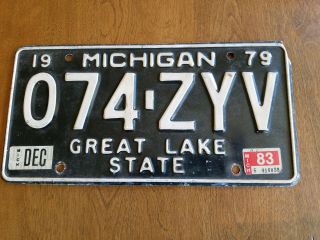Vintage Michigan License Plate 1979 074zyv