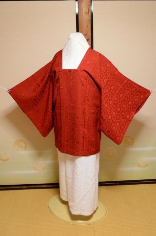 Michiyuki Silk Women Coat Japanese Vintage Kimono Red /560