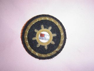 Yachting Boating Sailing Flag Badge gold woven pin vtg.  ship ' s wheel yacht club 2