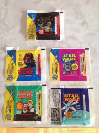 1977 Topps Star Wars Series 1,  2,  3,  4 & 5 Empty Wax Wrappers  Tx/02