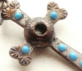 Antique Cross Pendant Set With Turquoise Stones