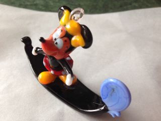 Hand Blown Venetian Glass Minnie Mouse On Gondola Sculpture/ornament/ Figurine