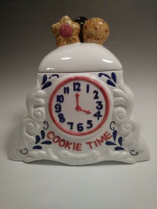 Ckao Vintage Ceramic Cookie Time Clock Cookie Jar 10 Inches Tall