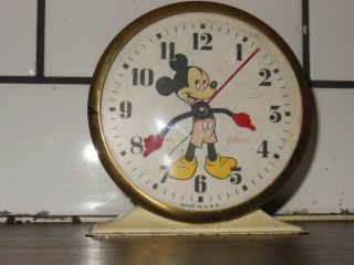 Disney 1940s Vintage Mickey Mouse Ingersoll Us Time Corp Alarm Clock