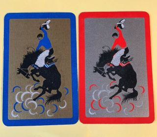 Playing Swap Cards = 2 Single Vintage Rodeo Horses Deco