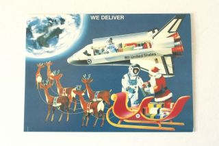 10 Vintage Space Shuttle Christmas Cards Santa Reindeer Astronaut " We Deliver "