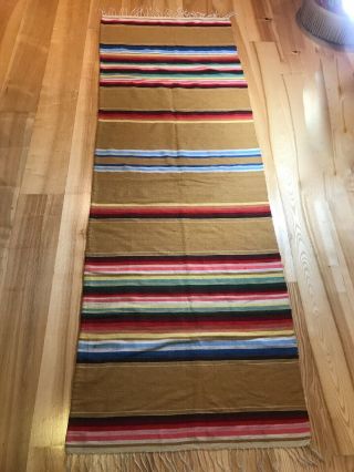 Vintage Colorful Wool Saltillo Serape Mexican Blanket Runner Rug 90” X 30”