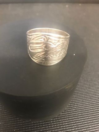 Northwest Coast First Nations Native Carving Art: Sterling Silver Ring Bear Sz14