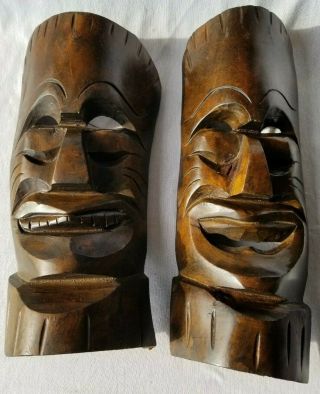 Vintage Hand Carved Wooden Mask Tiki ? Polynesian Native Wood