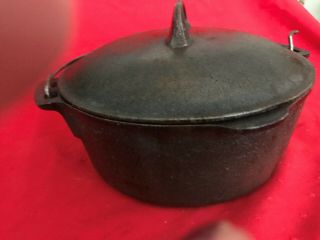 Vintage Wagner Ware 5 Qt Round Roaster Dutch Oven Cast Iron Pan Lid And Bale