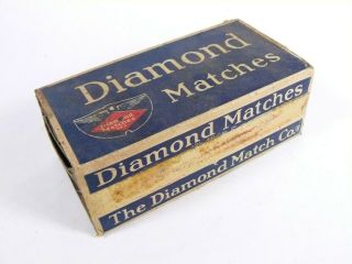 Vintage Diamond Match Co Wooden Stick Matches Box W/ Insert Eagle Logo