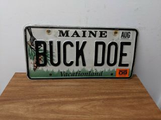 Real Maine 2009 Stickered Vanity License Plate Buck Doe Hunter Hunting Deer