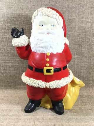 Vintage Duncan Mold ? Hand Painted Ceramic Santa Claus With Toy Bag Dated 1984
