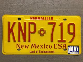 Mexico License Plate Yellow Zia Sun Land Of Enchantment Knp - 719 1990 Sticker