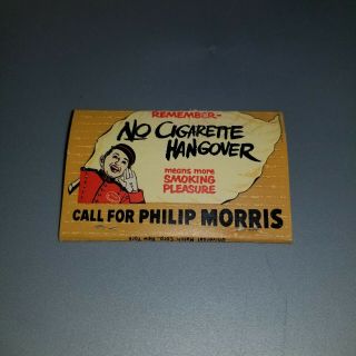 Vintage Philip Morris No Cigarette Hangover Matchbook Unstruck Matches